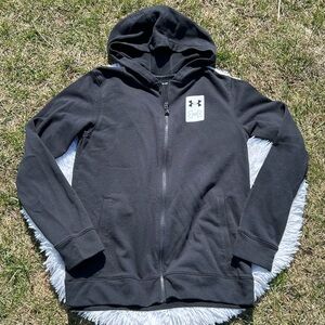 Under Armour Boys Black Full Zip Hooded Sweatshirt with Pockets Size XL
